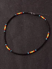 ジュエリー メンズ ネックレス 1個 ビンテージクラシック ブラックビーズネックレス、男女兼用デイリーウェア、セーターに合わせて使えます