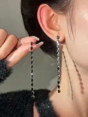 ジュエリー レディース イヤーアクセサリー   ジルコニアストーン タッセルピアス 1ペア、デイリーウェアに適しています