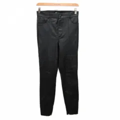 ザラ ZARA スラックス パンツ ストレート スリム フェイクレザー M 黒 ブラック