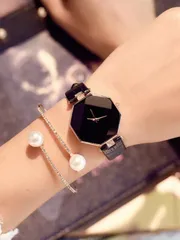 腕時計 レディース セット 2個 多角形 クォーツウォッチ 付き ブレスレットセット