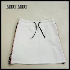 【美品】 MIU MIU （ミュウミュウ） サイドライン ロゴ スウェットミニ スカート ホワイトのサムネイル
