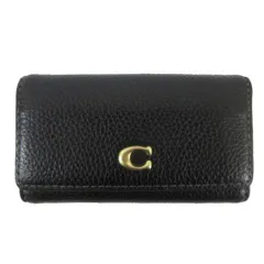 コーチ COACH エッセンシャル 6 リング キー ケース CS001 三つ折り レザー ブラック 黒