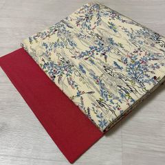 R54未着用名古屋帯 縮緬 型染め草花柄 正絹 着物帯 仕立て上り美品 