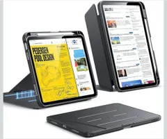 ★ESR iPad A16 ケース 第11世代 / 第10世代 対応 縦横対応スタンド 多角度調整 安定スタンド ペン収納 耐衝撃 全面保護 オートスリープ 11インチ/10.9インチ Flipシリーズ ブラック