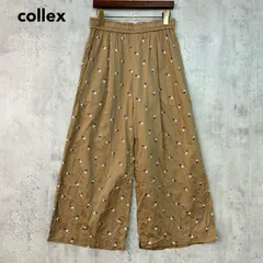 collex コレックス 花柄 刺繍 ワイド パンツ ブラウン 茶 コットン 100% 涼しい ウエストゴム イージーパンツ 総柄 フラワー ボトムス ナチュラル Aライン ゆったり 美品 おしゃれ カジュアル レディース 春 夏 花刺繍 ★ ■◇ ★ ■◆のサムネイル