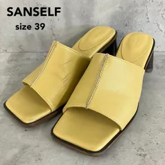 SANSELF サンセルフ 39 マスタード スクエアトゥミュール サンダル チャンキーヒール 太ヒール オープントゥ スリッポン 差し色 アクセント 安定感 歩きやすい 履きやすい モード カジュアル お洒落 完売品 入手困難 希少 人気 ★ ■◆のサムネイル