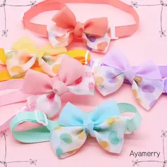 ＊フルーツ柄リボンチョーカー 8本＊　犬用トリミングチョーカー 猫用　ペットリボン
