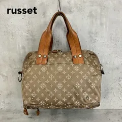 russet ラシット トートバッグ ショルダーバッグ 2way 斜め掛け モノグラム 総柄 ナイロン キャンバス ブラウン 茶 鞄 カバン 軽量 大容量 A4収納可能 通勤 通学 カジュアル 旅行 トラベル 整理 整頓 多収納 ポケット多数 ★ ■■