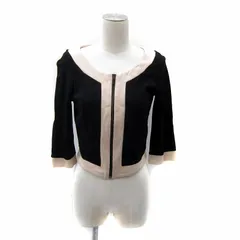 マックス&コー MAX&CO. tricot ノーカラージャケット ショート丈 七分袖 ジップアップ S 黒 ブラック /SY28 IBO81のサムネイル