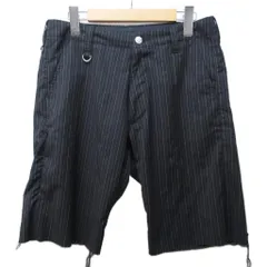 ユニフォームエクスペリメント uniform experiment 21SS CUT OFF STRIPE SHORTS カットオフ ショーツ ショートパンツ ストライプ 加工 UE-210049 1 約S 黒 ブラック IBO87 0111のサムネイル