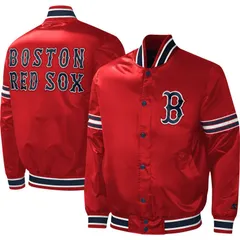 スターター レディース アウター ジャケット・ブルゾン サテン Menstartered Boston Red Sox Midfield Satin FullSnap Varsity Jacket Rsx Red レッド