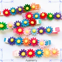 ＊5連フラワーチョーカー 12本＊　犬用トリミングチョーカー 猫用　ペットリボン