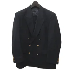 バーバリーズ Burberrys テーラードジャケット ブレザー ダブル 2B 金ボタン ピークドラペル ウール 50S ダークネイビー ■IBO91