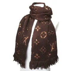 ルイヴィトン LOUIS VUITTON エシャルプ ロゴマニア シャイン マロン マフラー モノグラム M71383 ウール シルク 茶 ブラウン ■MNK3