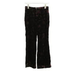 ザラ ZARA フレアパンツ ブーツカット ベロア 花柄 総柄 XS 黒 ブラック 赤 レッド /XZ ■ECD001