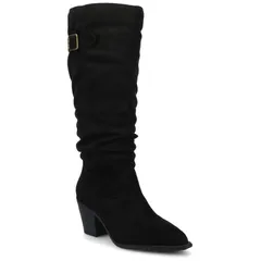 ジャーニー レディース シューズ ブーツ・レインブーツ Journee Kaleah Womens Comfort Slouchy KneeHigh Pointed Toe Buckle Detail Boots Black ブラック