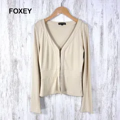 FOXEY NEW YORK フォクシーニューヨーク ロゴ刺繡 ジャージー ロングスリーブ カーディガン ベージュ レディース 長袖 トップスのサムネイル