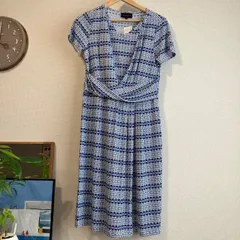 在庫1点限り【新品✨】 TALBOTS タルボット Ｍサイズ 幾何学柄 ワンピース ブルー