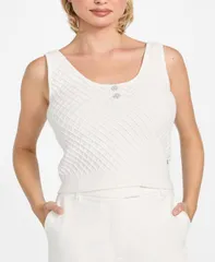 ゲス レディース トップス タンクトップ セーター ノースリーブ GUESS Womensleeveless Lylah Tank Top Sweater Cream White ホワイトのサムネイル