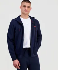 ヒューゴボス メンズ アウター パーカー・スウェット コットン ロゴ Hugo Boss Mens Cotton Logo FullZip Hoodie Dark Blue ブルーのサムネイル
