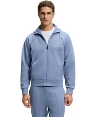 ヒューゴボス メンズ アウター パーカー・スウェット コットン Hugo Boss Mens CottonBlend Piping Detail ZipUp Hoodie Open Blue ブルーのサムネイル