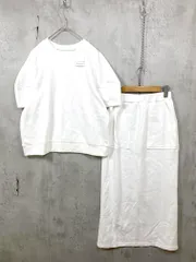 新品 La-gemme ラジェム シンプル 無地 ウエストゴム カットソー/スカート セットアップ sizeM/白 ■◆ レディース