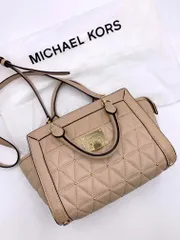 MICHAEL KORS マイケルコース キルティングレザースタッズ ショルダー ハンド バッグ ピンクベージュ ■■ レディース