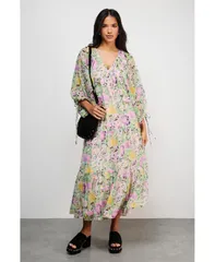 【送料無料】 ウエアハウス レディース ワンピース トップス Womens Chiffon Batwing Midi Dress Floralのサムネイル