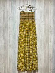 【 激かわ 】ZARA ザラ　ロング　キャミワンピース　チェック　イエロー
