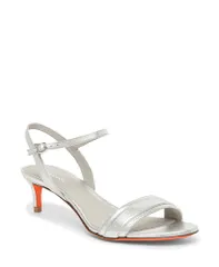 サントーニ レディース シューズ サンダル レザー ヒール Santoni Womens Leather Midheel Sandalsilver シルバーのサムネイル