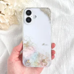 new⁎✧ 紫陽花　アルコールインクアート　ニュアンスiPhoneケース　スマホケース　Android パステル　滲みアート　名入れ　スマホショルダーストラップ　クリア　春　夏　iPhone17 iPhone17e iPhone17Pro