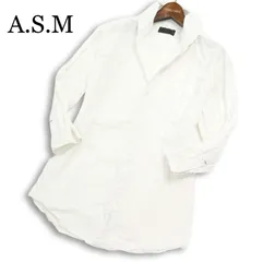 A.S.M アトリエサブ メン 春夏★ 麻 リネン混 7分袖 シャツ Sz.50 メンズ 白 ASMのサムネイル