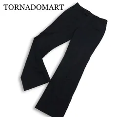 TORNADOMART トルネードマート 通年★ シャドー ストライプ ストレッチ ブーツカット フレア パンツ 日本製 Sz.L メンズ 黒のサムネイル