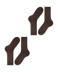 ファルケ メンズ アンダーウェア 靴下 Falke Happy Crew Socks Pack of 2 Dark Brown ブラウン