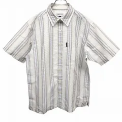 【中古】[印象A] エレメントオブシンプルライフ element of SIMPLE LIFE シャツ チェック 半袖 ボックスカット 綿×ポリ L 紫×ベージュ×白×紺 メンズ 古着