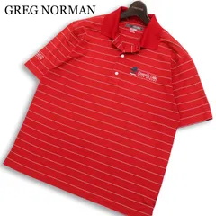 GREG NORMAN グレッグノーマン ゴルフ 春夏★ 半袖 ストレッチ 刺繍 ボーダー ポロシャツ Sz.M メンズ 赤のサムネイル