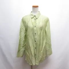 ナチュラルビューティーベーシック NATURAL BEAUTY BASIC 美品 ワイドカフス シアー シャツ FR グリーン 017-3110511 長袖 ブラウス