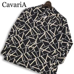 CavariA キャバリア 通年★ 長袖 総柄 幾何学柄 オープンカラー オーバーサイズ シャツ Sz.44 メンズ 黒のサムネイル
