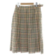 ダックス DAKS プリーツスカート ロング ひざ丈 ウール 79-97 ベージュ マルチカラー チェック柄 /KW ■GY58