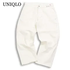 24SS★ 【新品 未使用】 UNIQLO ユニクロ 通年★ 【リラックスアンクルジーンズ】 ワイド パンツ Sz.L メンズ 白 ホワイト