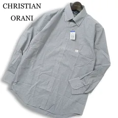 【新品 未使用】 CHRISTIAN ORANI クリスチャンオラーニ 通年★ 長袖 チェック柄 ボタンダウン シャツ Sz.L-82 メンズ 灰