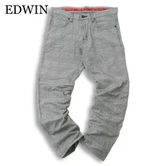 美品★ EDWIN エドウィン 通年★ 【EG503】 ストレッチ グレンチェック 5ポケット チェック パンツ 日本製 Sz.33 メンズ