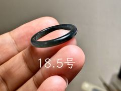 L17-134 一点物 黒緑 13.5号 ミャンマー産天然 A貨 本翡翠 くりぬき 