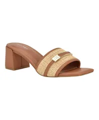 カルバンクライン レディース シューズ スリッポン・ローファー サンダル ヒール Calvin Klein Womens Paloma SlipOn Block Heel Sandals BrownLのサムネイル