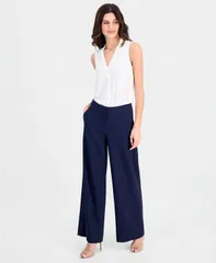 タハリエーエスエル レディース ボトムス カジュアルパンツ プチ Tahari ASL Petite MidRise WideLeg Pants Deep Navy ネイビー