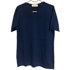  Yves Saint Laurent  イヴ・サンローラン 半袖Vネックニット ネイビー レディース Mサイズ【RE374】のサムネイル