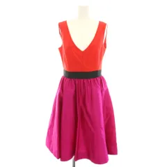 ケイトスペード KATE SPADE ワンピース ひざ丈 Ｖネック ノースリーブ 絹 シルク 4 赤 レッド ピンク NJMU2127 /YT