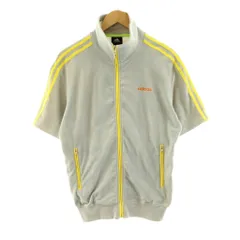 アディダス adidas トラックジャケット ブルゾン 半袖 パイル生地 ロゴ L グレー /KU ■ECB001