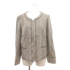 エル ELLE 美品 ジャケット 40 グレー ノーカラー 長袖 織り柄 /IL ■ECA001のサムネイル