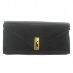 ポロ バイ ラルフローレン Polo by Ralph Lauren ID レザー ウォレット ロング 長財布 三つ折り ゴールド金具 黒 ブラック /XZ ■GY18